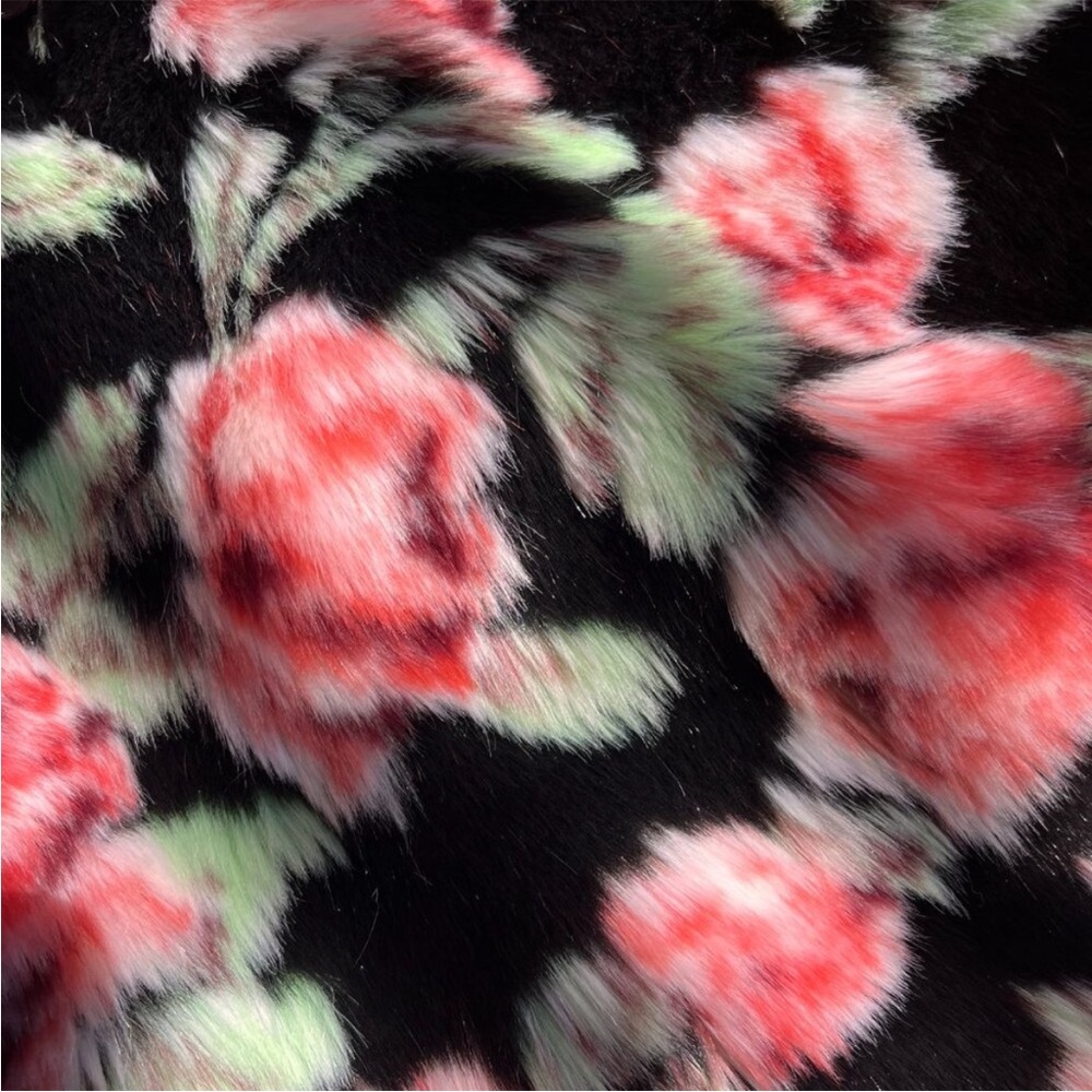 NWOT! The Kooples Neon Rose Floral-Print Faux-Fur Coat - Picture 11 of 13